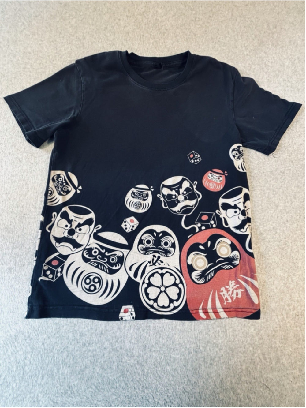 Japanese Daruma Oni‎ Graphic T Shirt Black Anime Streetwear Harajuku Medium